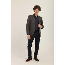 Haki Renk Sivri Yaka Blazer Tek Ceket Slim Fit | Agustini