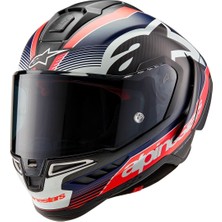 Alpinestars Supertech R10 Carbon Team Spor Motosiklet Kaskı Mat Siyah  Kırmızı  Beyaz