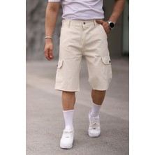 Erkek Slim Fit Kargo Cepli Kapri Şort