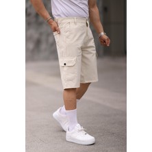 Erkek Slim Fit Kargo Cepli Kapri Şort