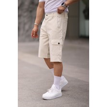 Erkek Slim Fit Kargo Cepli Kapri Şort