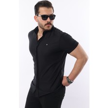 Erkek Kısa Kollu Slim Fit Yazlık Basic Şık Gömlek
