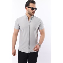 Erkek Kısa Kollu Slim Fit Yazlık Basic Şık Gömlek