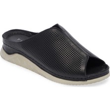 Tergan  Siyah Hakiki Deri Kadın Terlik - K24Y1TR67088-A23