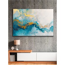 Işıltılı Turkuaz Dalgalar Mermer Görünümlü Kanvas Tablo