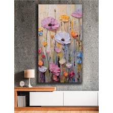 Yağlı Boya Görünümlü Rengarenk Çiçekler Kanvas Tablo