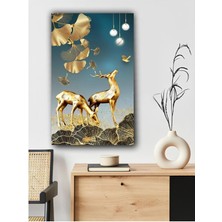 Modern Altın Geyik Kanvas Tablo