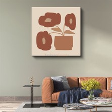 Soyut Botanik - Minimalist Çiçek Formu Kanvas Tablo