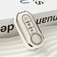 Fiat 500 500L Anahtar Kılıfı Beyaz-Silver