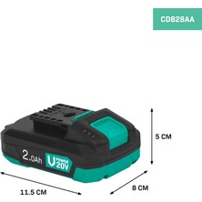 Vonroc Vpower 20V Akü - 20V Li-Lon -2.0 Ah  -Çift ​​yönlü Usb-C Bağlantısıyla