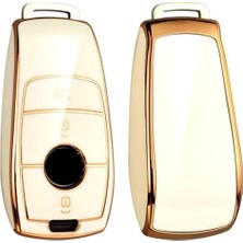 Mercedes E Serisi W213 Beyaz-Gold Anahtar Kılıfı