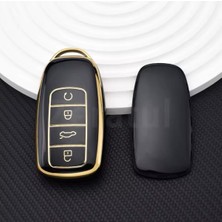 Chery Tiggo 7 Pro Max Siyah-Gold Anahtar Kılıfı