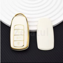 Chery Omoda 5 Beyaz-Gold Anahtar Kılıfı