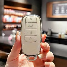 Chery Tiggo 8 Pro Max Beyaz-Silver Anahtar Kılıfı
