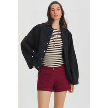 Yumuşak Oversize Bomber Ceket Siyah