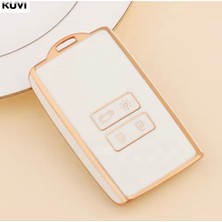 Renault Duster Uyumlu Anahtar Kılıfı Beyaz-Gold