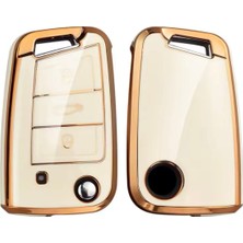 Volkswagen Polo Beyaz-Gold Anahtar Kılıfı 2015-2025