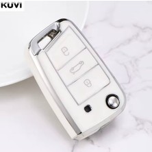 Seat Ibiza Beyaz-Silver Anahtar Kılıfı 2017-2025