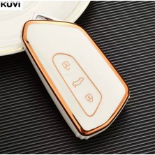 Volkswagen Id.3 Id.4 Anahtar Kılıfı Beyaz-Gold