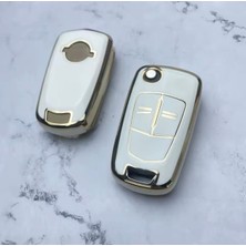 Opel Vectra C Anahtar Kılıfı Beyaz-Gold