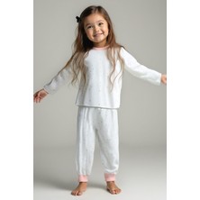 Unisex Çocuk Desenli Pijama Takımı - Ekru