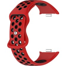 Adige  Xiaomi Redmi Watch 8 Pro Uyumlu Kordon Delikli Silikon Kırmızı Siyah