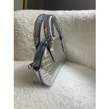 Kadın Parlak Mini Kroko Desen El Ve Omuz Çantası