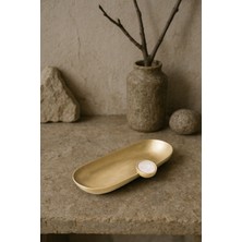 Barine Poppins Mat Pirinç Oval Dekoratif Obje Gold 16x5x3 cm