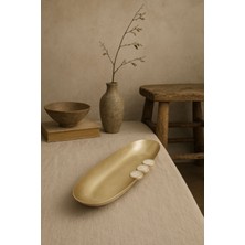 Barine Poppins Mat Pirinç Oval Dekoratif Obje Gold 29x8x3 cm
