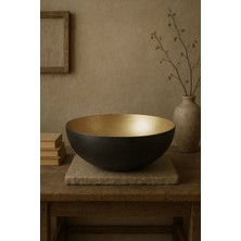 Barine İçi Altın Renginde Dışı Antik Görünümlü Pirinç Dekoratif Obje Siyah-Gold 50x20