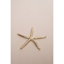 Deniz Yıldızı Şeklinde Mat Pirinç Kaplama Metal Dekoratif Obje 12  cm