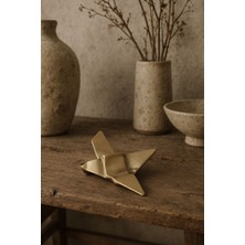 Origami Kuş Şeklinde Mat Pirinç Dekoratif Obje 11 x 7  cm