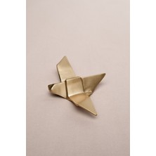 Origami Kuş Şeklinde Mat Pirinç Dekoratif Obje 11 x 7  cm