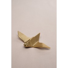 Origami Kuş Şeklinde Mat Pirinç Dekoratif Obje 11 x 7  cm