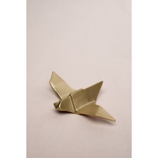 Origami Kuş Şeklinde Mat Pirinç Dekoratif Obje 11 x 7  cm