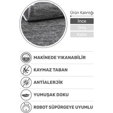 Azra Kaymaz Taban Antrasit Halı – Salon, Çocuk Odası ve Mutfak Için Yıkanabilir, Yumuşak Kilim