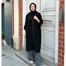 25Y34391 Kap Fermuarlı Metal Aksesuar Detaylı Oversıze - Ikoll - 25Y34391 - Siyah - Standart