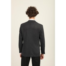 Gri Renk Mono Yaka Iki Düğme Çift Yırtmaç Blazer Tek Ceket Slim Fit | Agustini