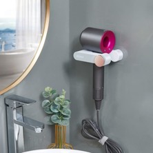 Duvara Yapışkanlı Saç Kurutma Makinesi Tutacağı Gri Beyaz