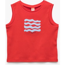 Koton Kısa Kollu Pamuklu Ribanalı Bisiklet Yaka Baskılı Atlet