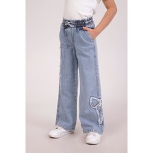 Beli Lastikli Fiyonklu Rahat Kesim Geniş Paça Kız Çocuk Pantolon