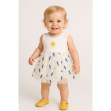 Bebek Çiçek Desenli Tüllü Yazlık Elbise 6-18 Ay | Lavanta & Papatya Desenli Body Tulum