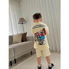 Krem Dijital Baskılı Erkek Çocuk Alt Üst Takım