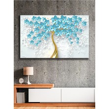 Altın Gövdeli Mavi Çiçekler Kanvas Tablo