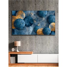 Soyut Gold Lacivert Daire Kanvas Tablo