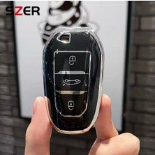 Peugeot 2008 Sustasız Anahtar Kılıfı Siyah-Gümüş