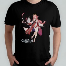 Pixxa Genshin Impact Yae Miko Unisex %100 Pamuklu Bisiklet Yaka T-Shirt