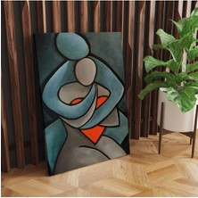 Kanvas Tablo Sevgi ve Aşk Temalı Mavi Turuncu Gri