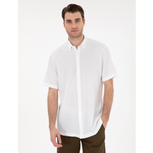 Pierre Cardin Erkek Beyaz Dokulu Rahat Kalıp Kısakollu Gömlek 50307091-VR013