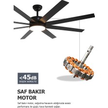 Dlc Zephyr Siyah Tavan Vantilatörü LED 162 cm